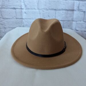Tan Fedora Hat with Black Band